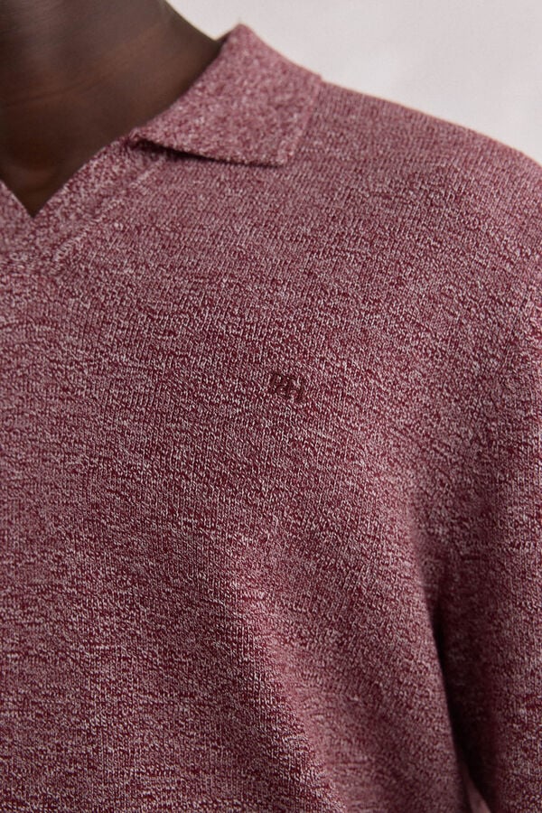 Pedro del Hierro Polo collar torzal liso Burdeos