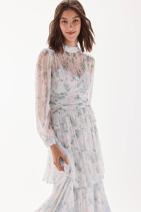 TFP by Tamara Falc&oacute; Vestido com babados Turquesa