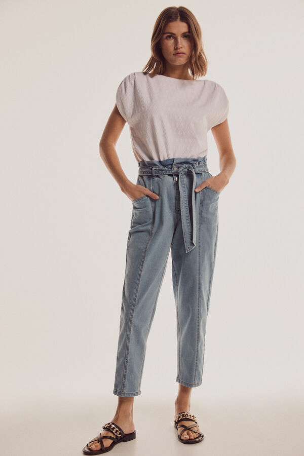 Pedro del Hierro Pantal&oacute;n vaquero paperbag TENCEL&reg; Azul