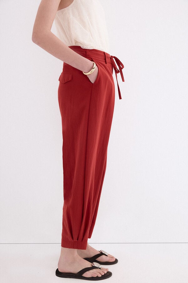 Pedro del Hierro Cal&ccedil;as com pregas Vermelho