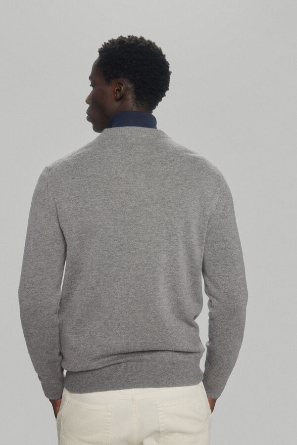 Pedro del Hierro Camisola e l&atilde; e cashmere com decote em bico Cizento