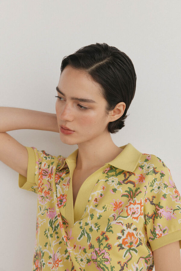 Pedro del Hierro Polo estampado manga curta Verde