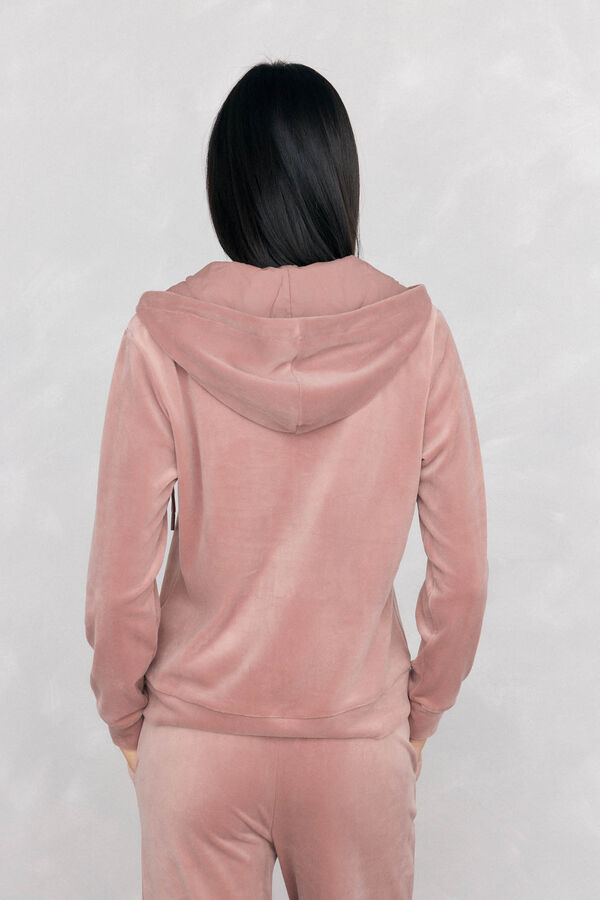 Pedro del Hierro Sudadera terciopelo capucha activewear Rosa