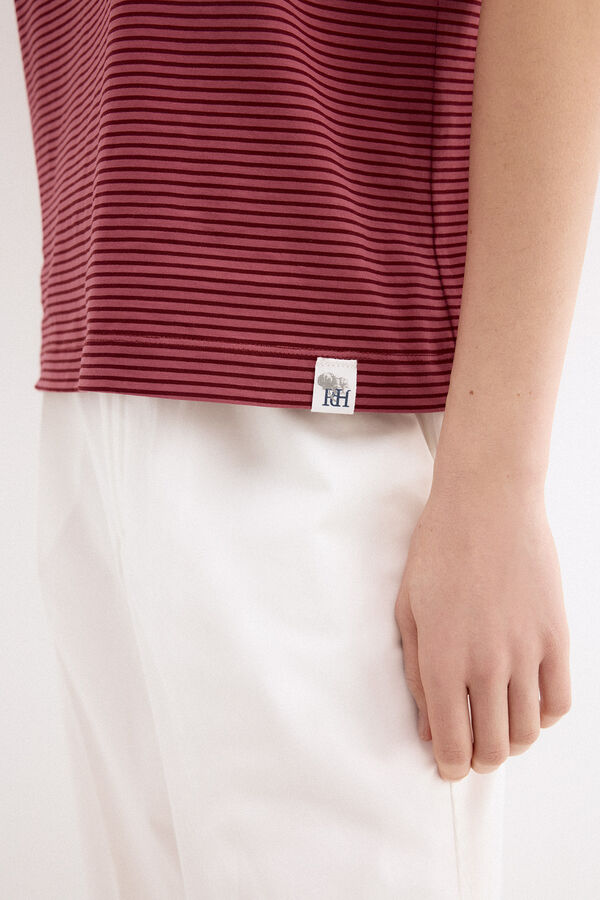Pedro del Hierro T-shirt de manga curta &agrave;s riscas Bordeaux