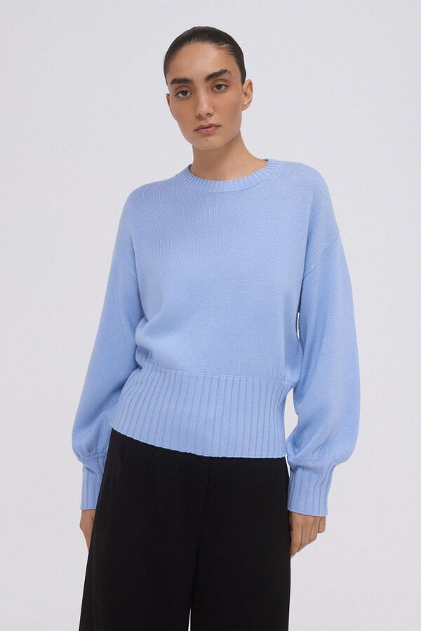Pedro del Hierro Jersey manga abullonada Azul
