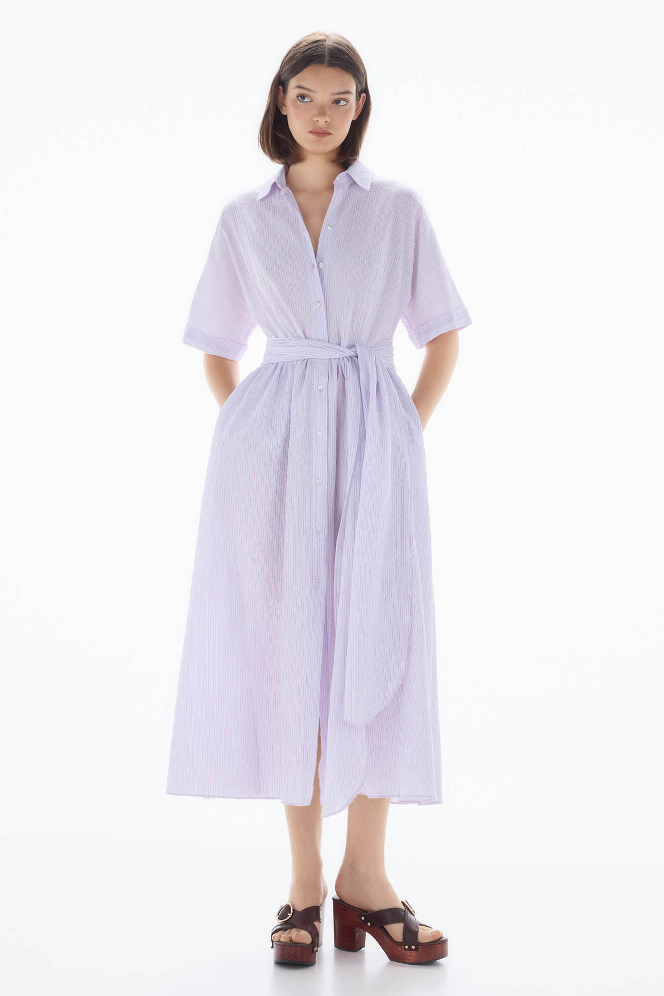 TFP by Tamara Falc&oacute; Vestido camisero seersucker