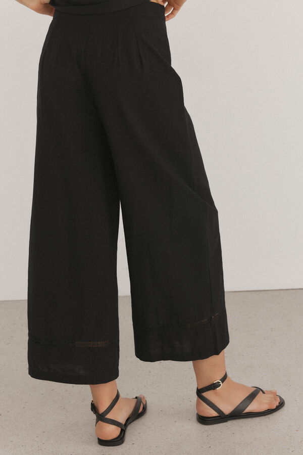 Pedro del Hierro Pantalon cropped ancho Negro