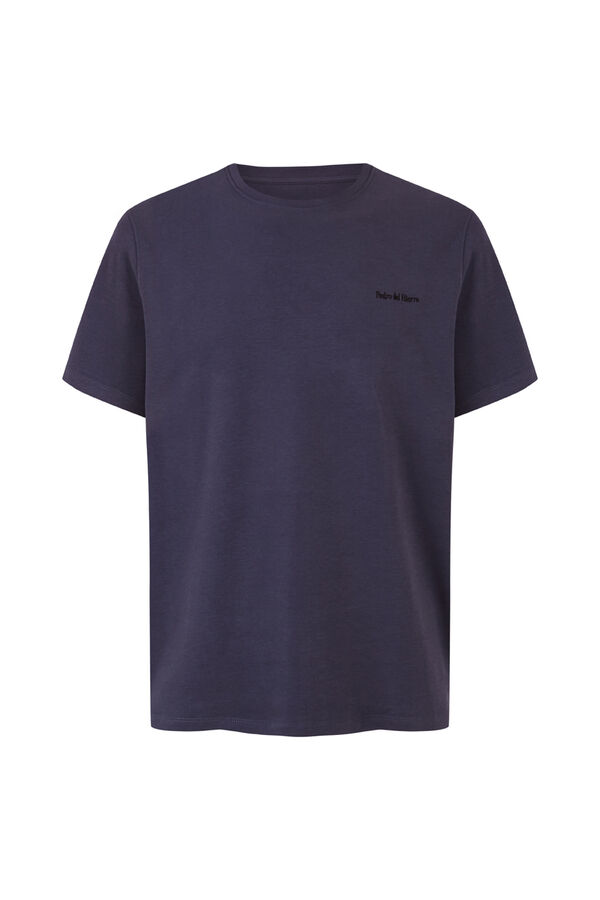 Pedro del Hierro T-shirt de manga curta em algod&atilde;o espanhol Azul