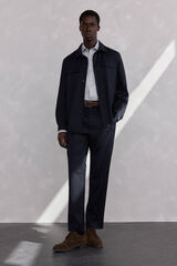 Pedro del Hierro Pantal&oacute;n pinzas lana Azul