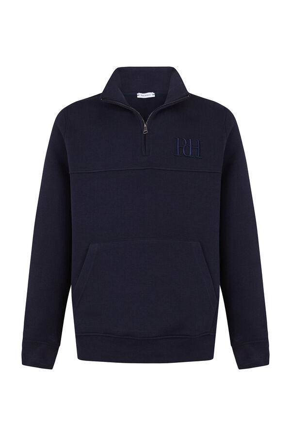 Pedro del Hierro Sudadera cuello cremallera tejido t&eacute;cnico Azul