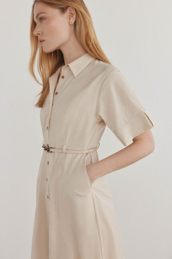 Pedro del Hierro Vestido camisero manga corta Marr&oacute;n