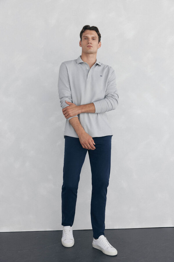 Pedro del Hierro Polo b&aacute;sico manga larga Gris