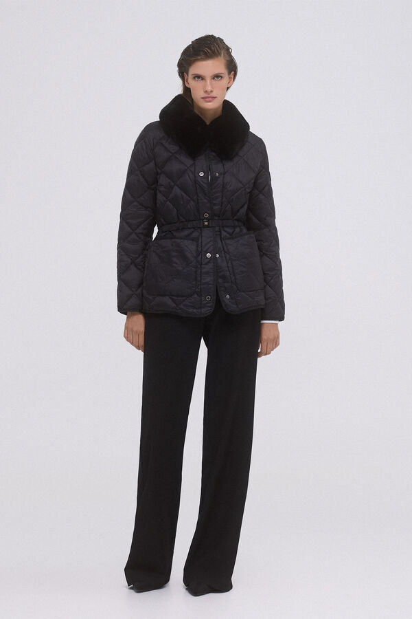 Pedro del Hierro Chaqueta acolchada cintur&oacute;n Negro