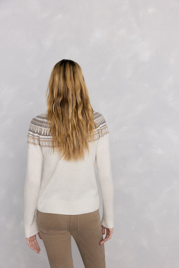 Pedro del Hierro Su&eacute;ter jacquard geom&eacute;trico Ecru