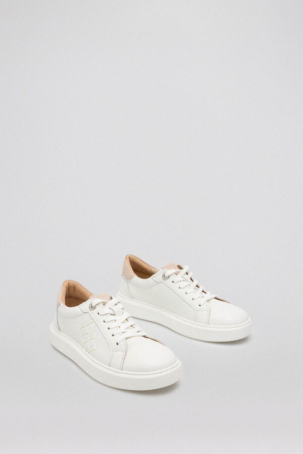 Pedro del Hierro Zapatilla logo b&aacute;sica cruda Blanco