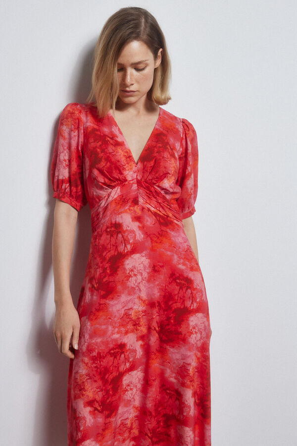 Pedro del Hierro Vestido estampado viscosa Naranja