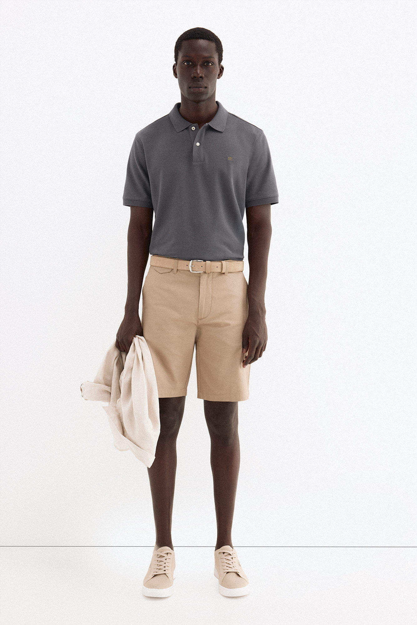 Pedro del Hierro Bermuda em linho e algod&atilde;o