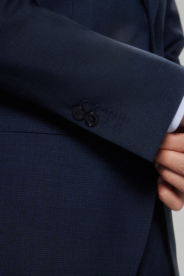 Pedro del Hierro Blazer em micro xadrez tailored Azul