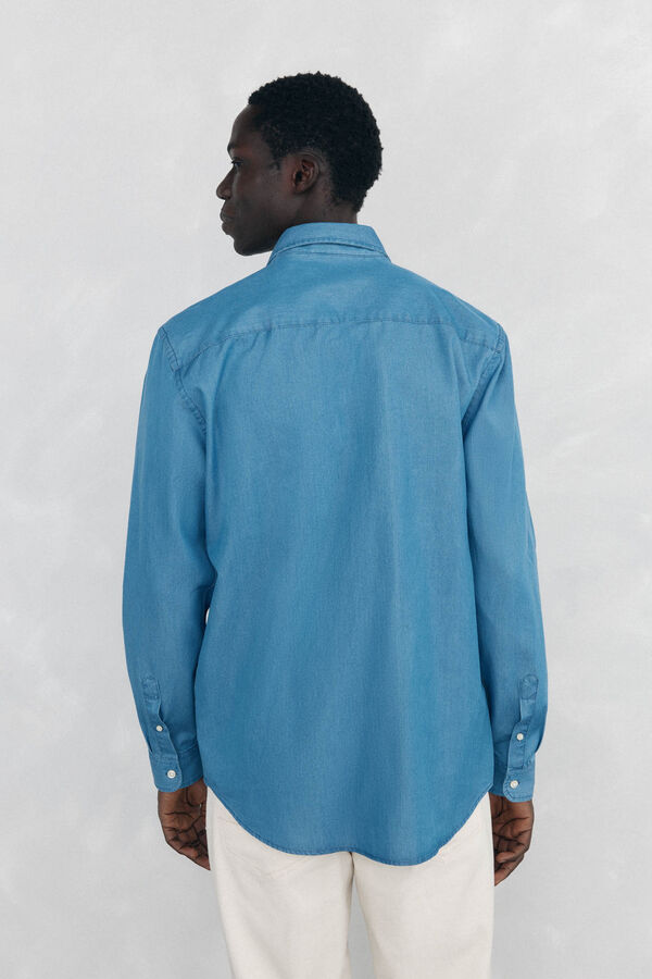 Pedro del Hierro Camisa denim de tecido italiano Azul