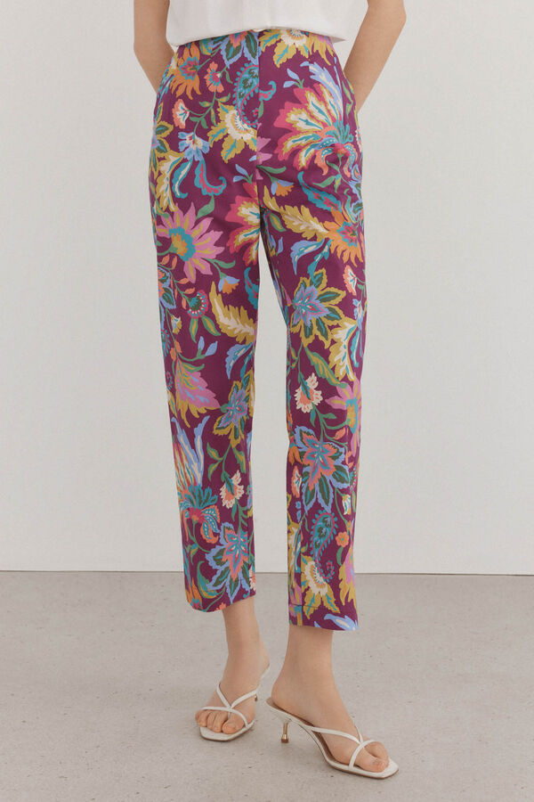 Pedro del Hierro Pantal&oacute;n con pinzas Morado