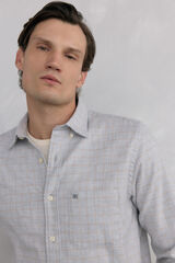 Pedro del Hierro Camisa cuadros franela tejido italiano Gris