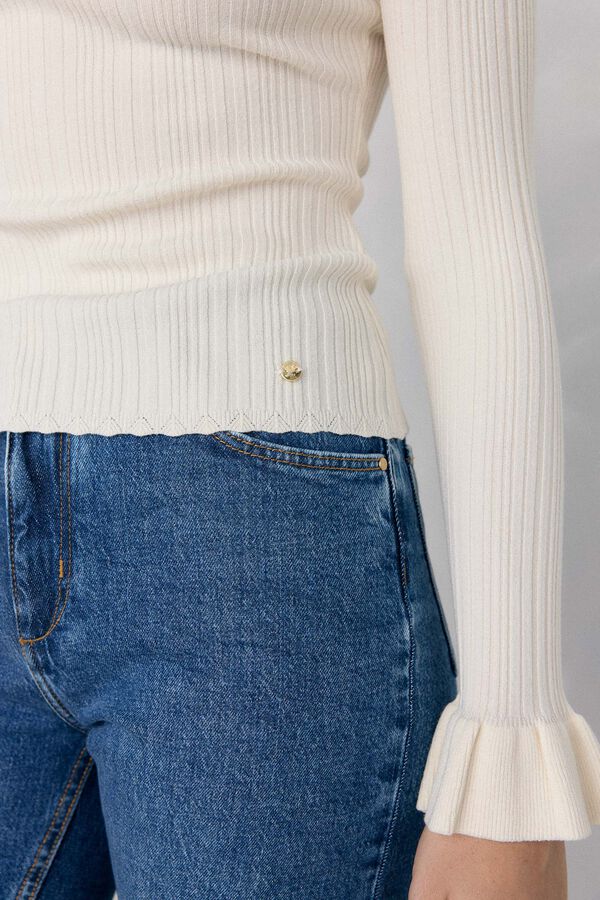 Pedro del Hierro Blusa de malha com folho Ecru