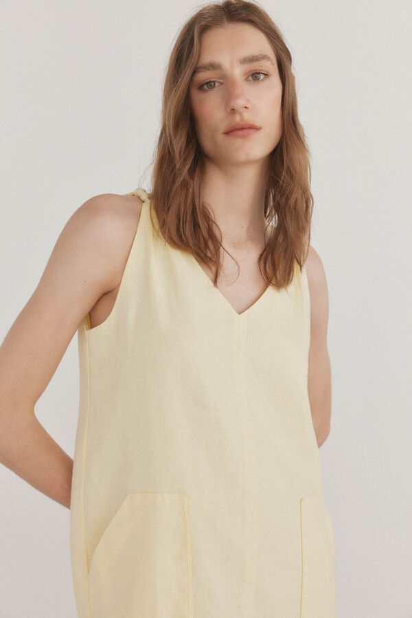 Pedro del Hierro Vestido corto lino Amarillo