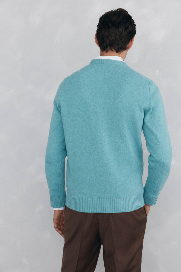 Pedro del Hierro Su&eacute;ter gola redonda em formato de diamante Azul