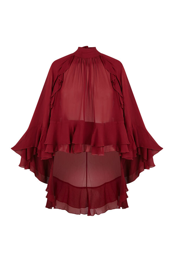 Pedro del Hierro Capa com folhos lisa Bordeaux