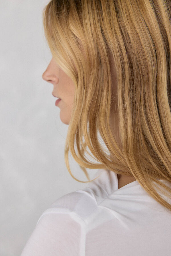 Pedro del Hierro Camiseta fluida con pu&ntilde;os Blanco