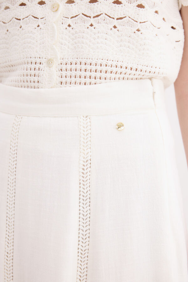 Pedro del Hierro Saia midi com detalhes em crochet Branco