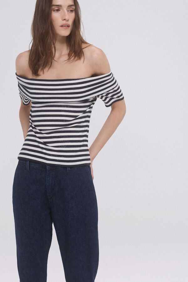 Pedro del Hierro Camiseta sin hombros rayas Azul