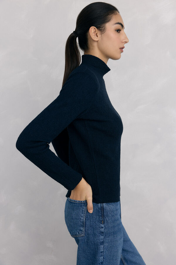 Pedro del Hierro Camiseta cuello alto arrugada Azul