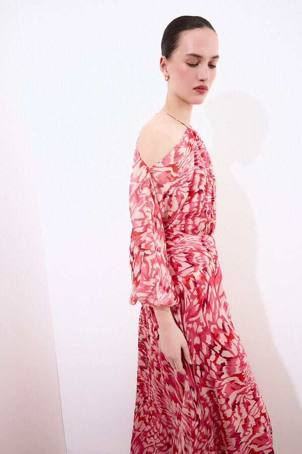 Pedro del Hierro Vestido fluido estampado seda Rojo