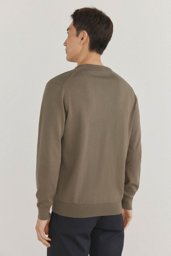 Pedro del Hierro Jersey punto fino algod&oacute;n premium cuello pico Verde