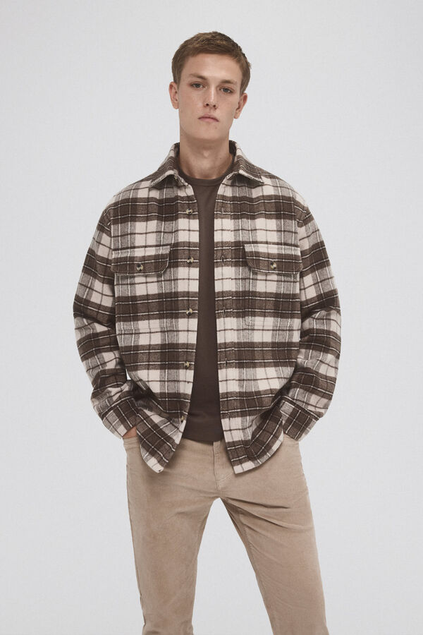 Pedro del Hierro Sobrecamisa cuadros Beige