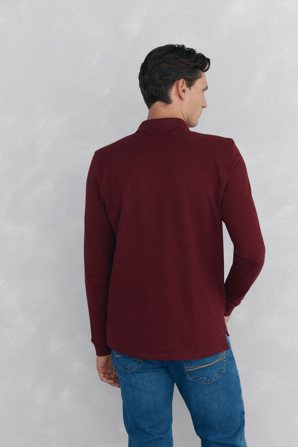 Pedro del Hierro Polo b&aacute;sico manga larga Burdeos