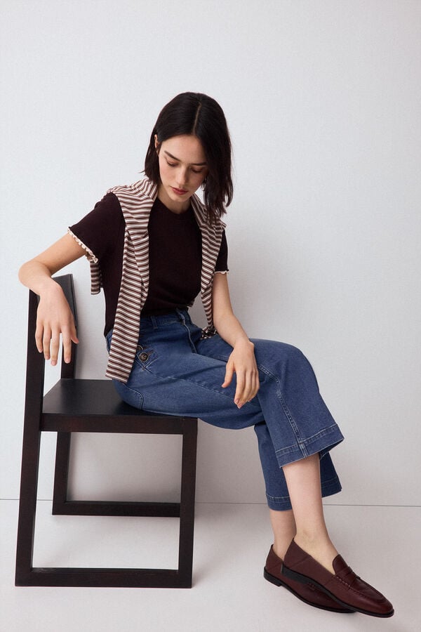 Pedro del Hierro Jeans capri wide leg Azul