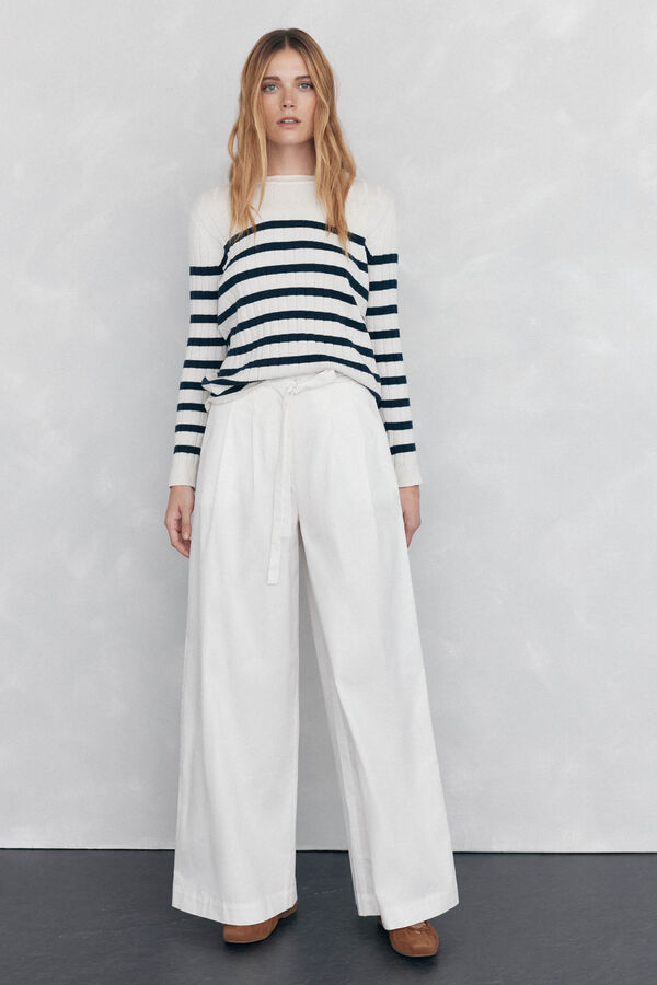 Pedro del Hierro Cal&ccedil;as wide leg Branco
