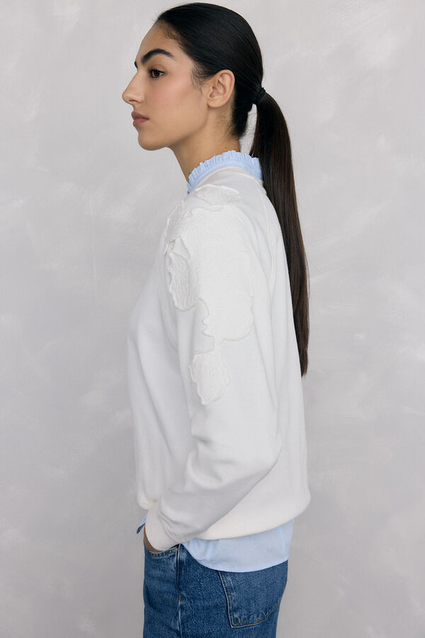 Pedro del Hierro Sudadera bordados flores Blanco