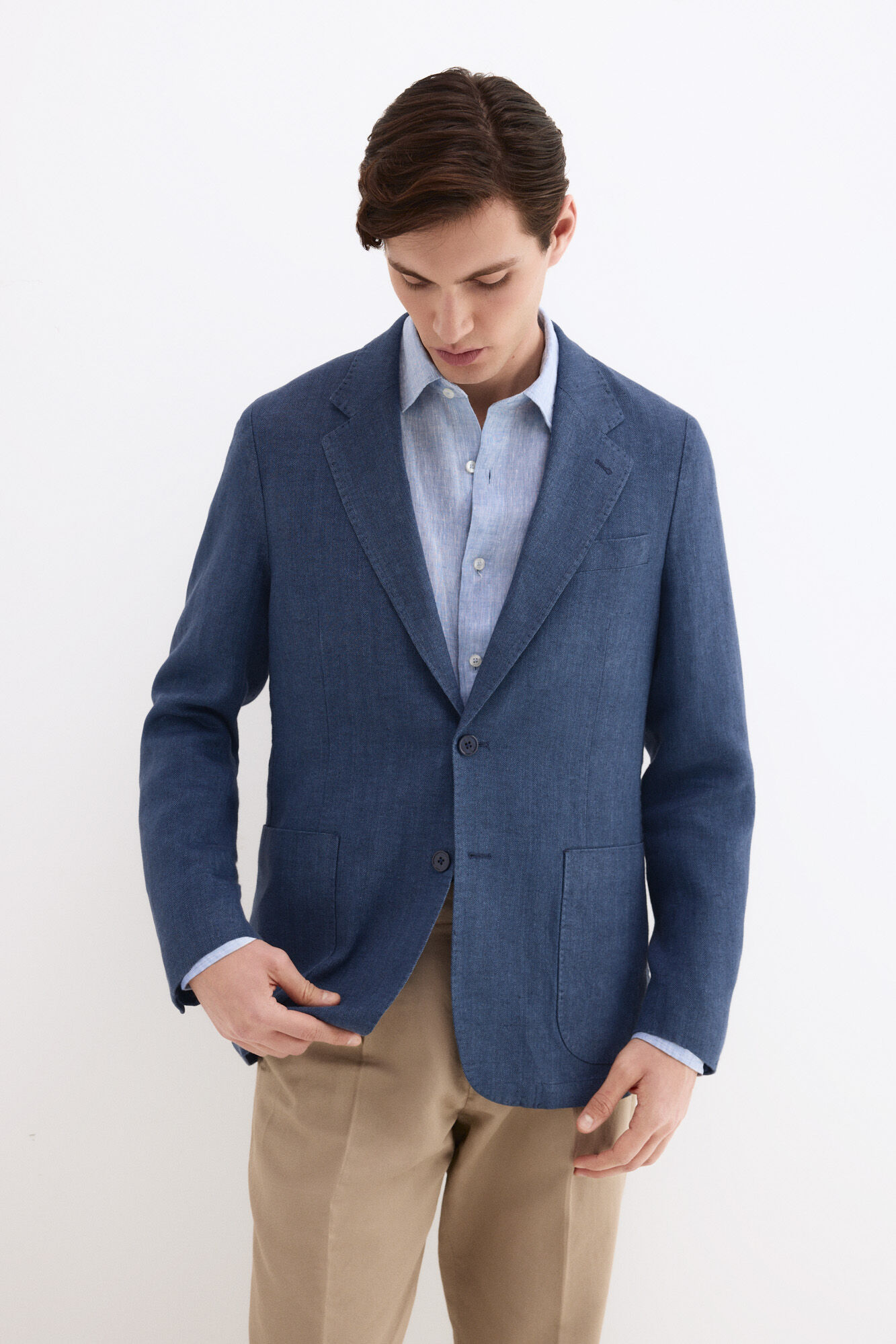 Pedro del Hierro Blazer espiga em linho