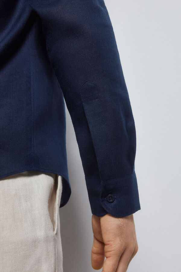 Pedro del Hierro Camisa ramio wrinkle free Azul