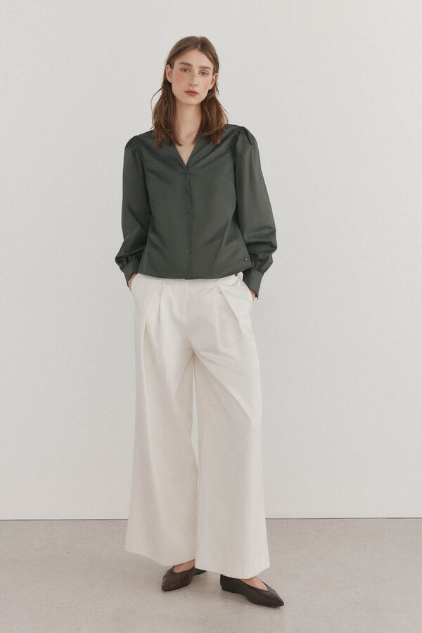 Pedro del Hierro Camisa manga larga abullonada Verde
