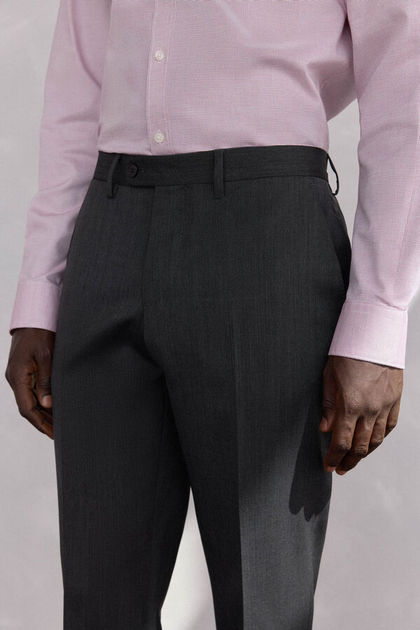 Pedro del Hierro Cal&ccedil;a cinza estruturada slim fit bi-el&aacute;stica Cizento
