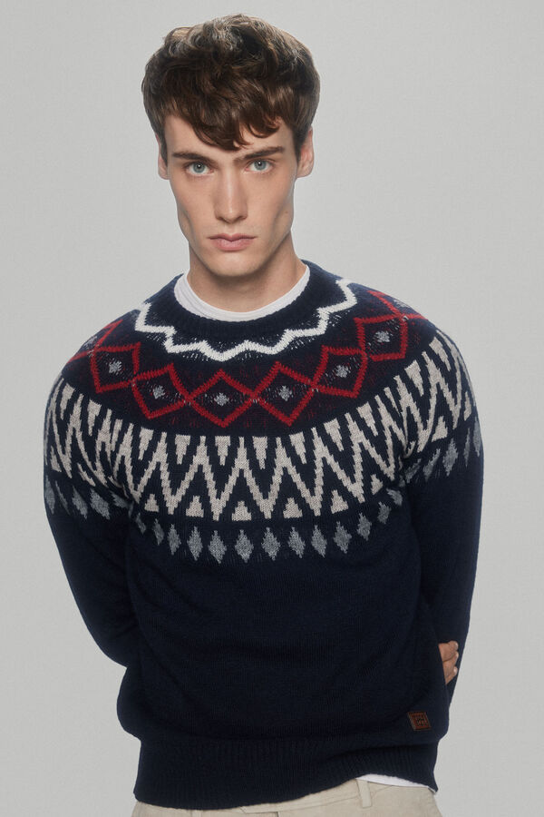 Pedro del Hierro Camisola de Natal com gola redonda Azul