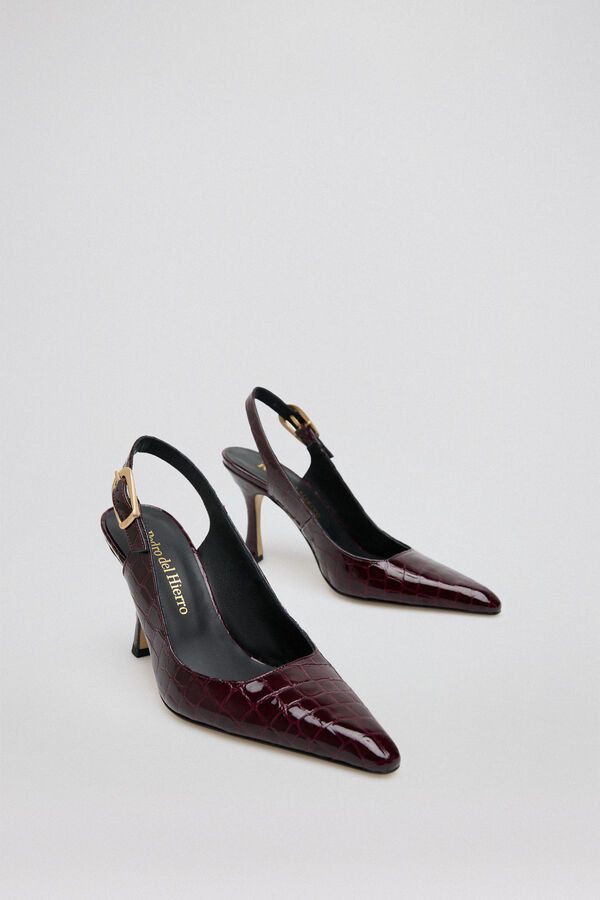 Pedro del Hierro Zapato tac&oacute;n destalonado cocodrilo Morado