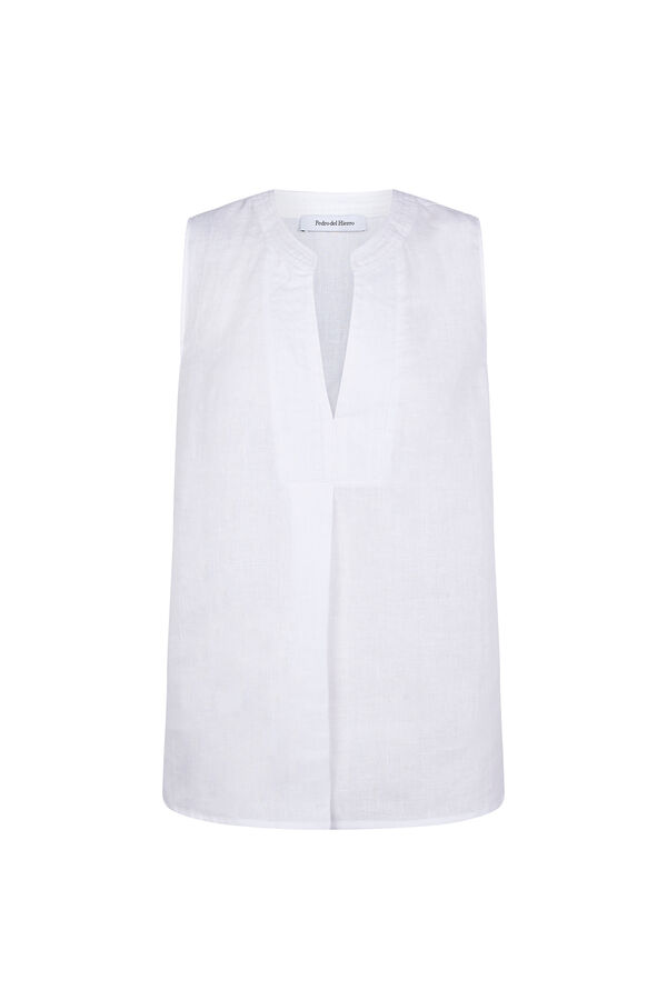 Pedro del Hierro Top liso em linho Branco