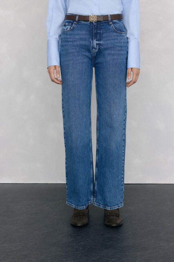 Pedro del Hierro Cal&ccedil;a jeans b&aacute;sica de perna larga Azul