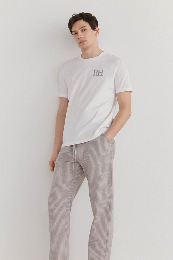 Pedro del Hierro Set de pijama punto y tela Blanco