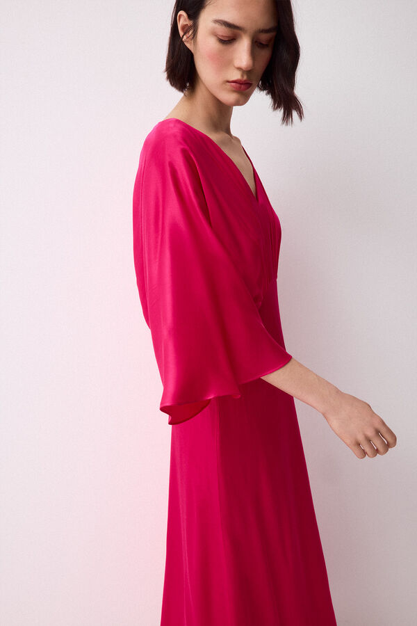Pedro del Hierro Vestido drapeado manga fluida Rosa